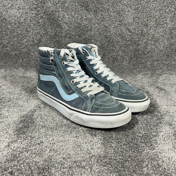 Vans Sk8 Hi Reissue Women's Size 7.5 Blue Canvas Suede Side Zip Skate Shoes Used - Picture 3 of 12